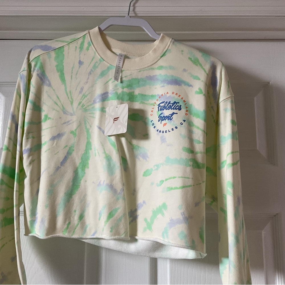 Fabletics Tie-Dye Sweatshirt - Green and Cream